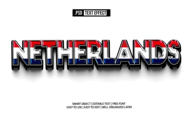 PSD netherlands flag text effect psd template