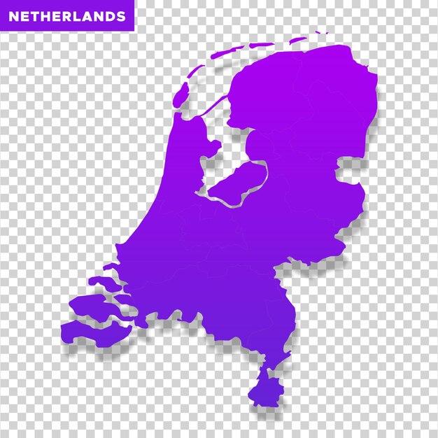 PSD netherlands purple color map on transparent background