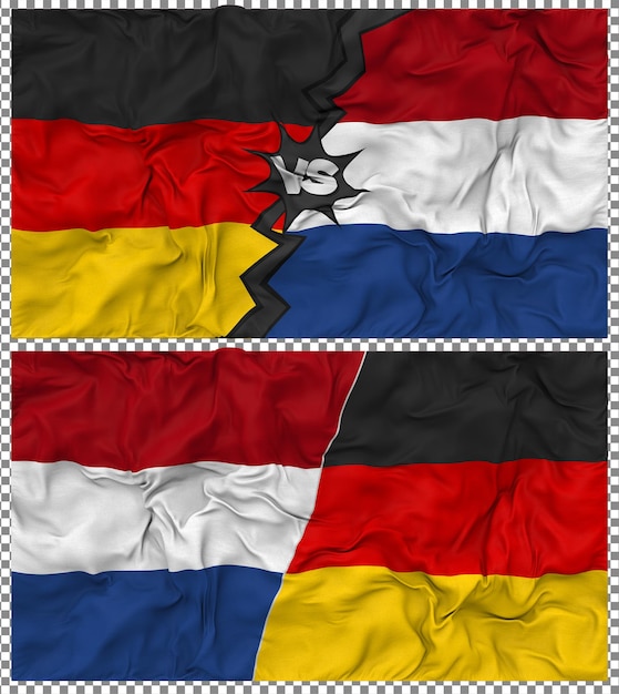 netherlands vs germany half combined flag cloth bump texture 3d rendering