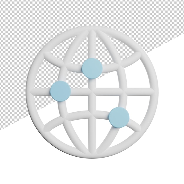 PSD netwerkverbinding gebruiker vooraanzicht 3d-rendering pictogram illustratie op transparante achtergrond