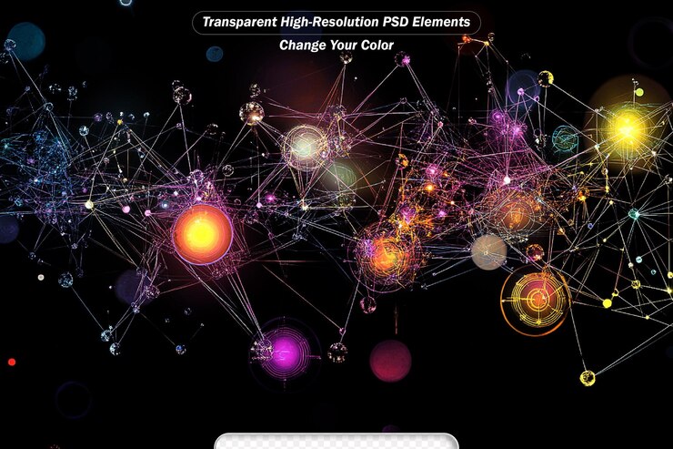 PSD network connection fiber optic abstract futuristic network lines background