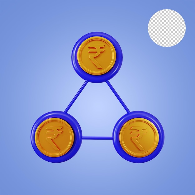 PSD connessione di rete rupia target 3d rendering