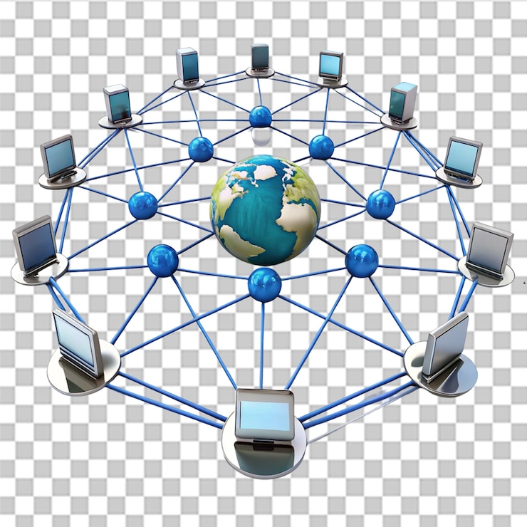 PSD network data connection isolated on transparent background