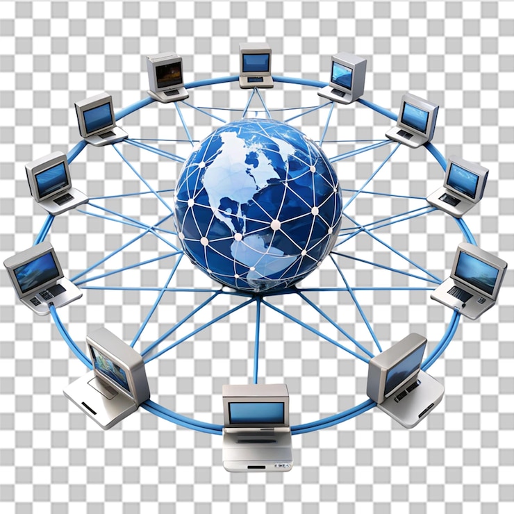 PSD network data connection isolated on transparent background