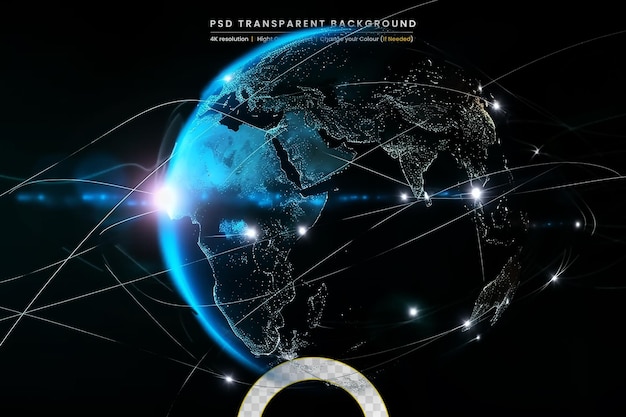 PSD network globe concept on transparant background