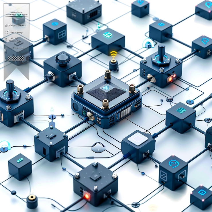 PSD a network of interconnected devices that can collect and share data on transparent background