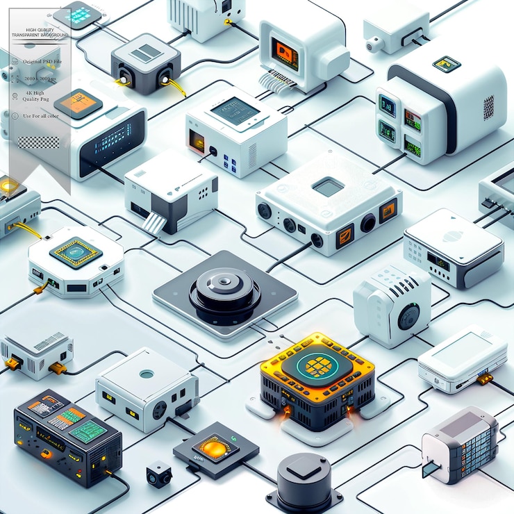 PSD a network of interconnected devices that can collect and share data on transparent background