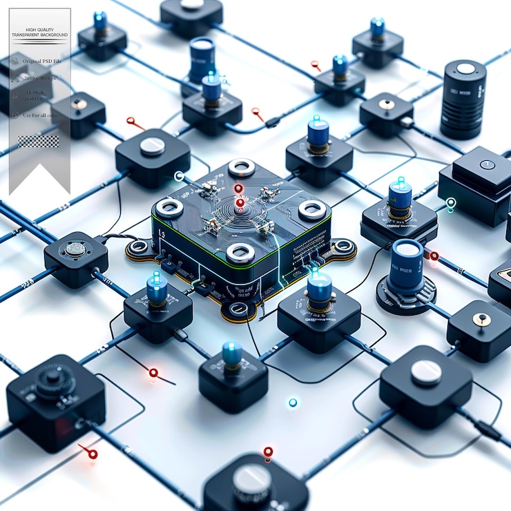 PSD a network of interconnected devices that can collect and share data on transparent background