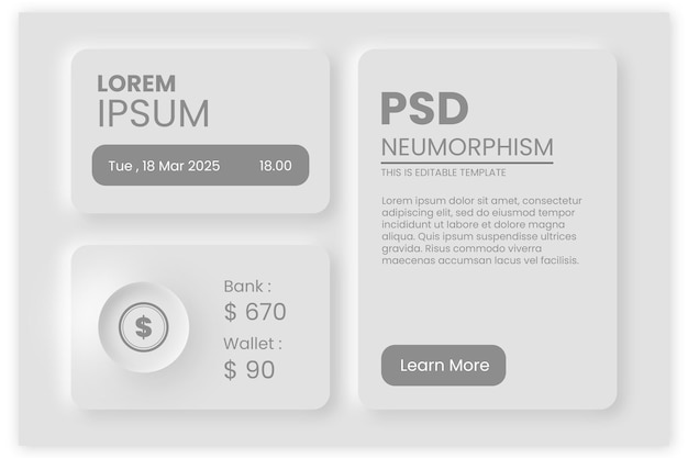 Neumorphism PSD UI 벤토 디자인 템플릿