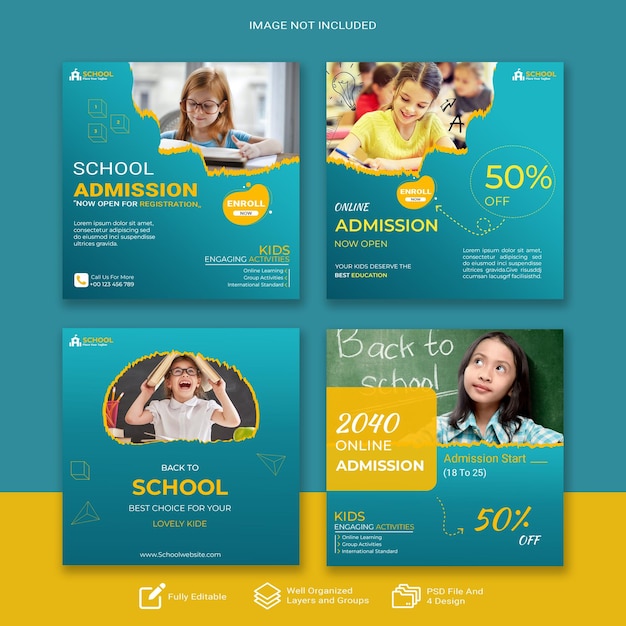 PSD new admission social banner template