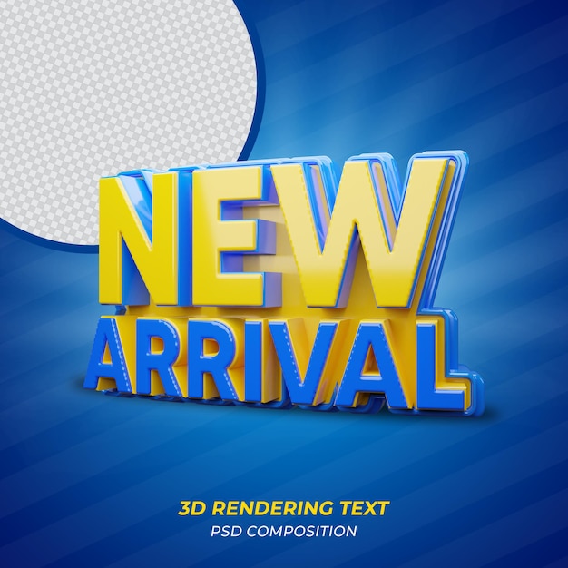 PSD nuovo testo di rendering 3d di arrivo