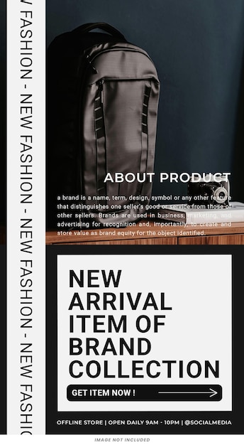 New arrival bagpack sale instagram stories template psd design