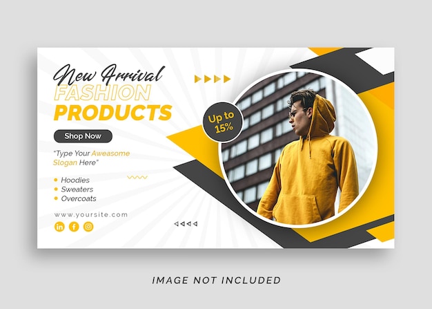PSD new arrival fashion products youtube thumbnail or web banner template