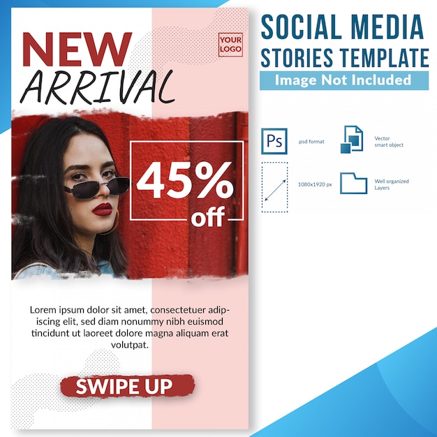 PSD new arrival fashion sale discount social media stories web banner template