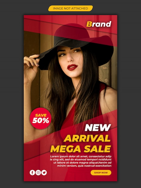 New arrival mega sale instagram social media banner template