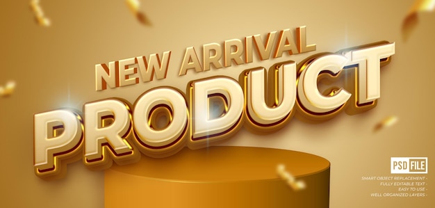 New arrival product sale banner with custom text editable 3d style text effect