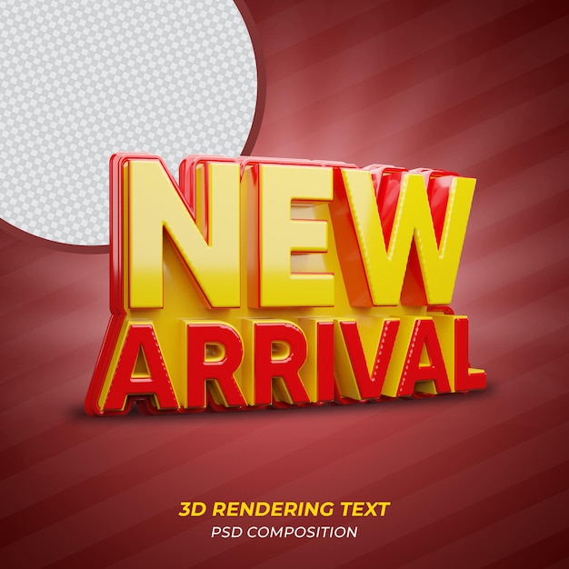 PSD new arrival red color 3d text