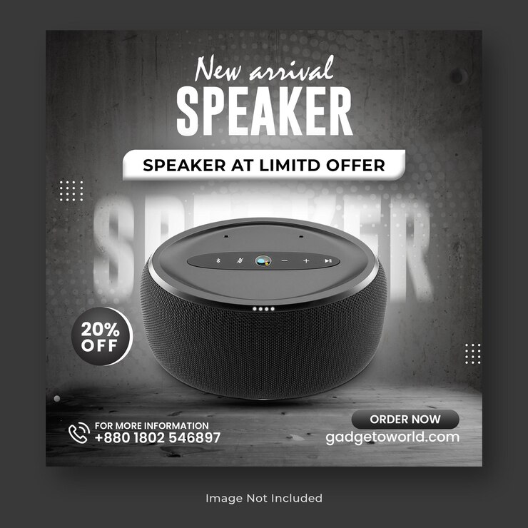 PSD new arrival speaker or headphone sale marketing banner post design