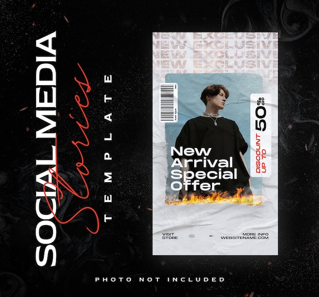 PSD new arrival special offer social media stories banner design template