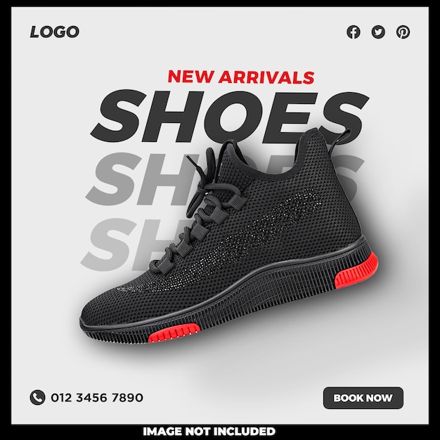 New arrivals shoes social media post template design