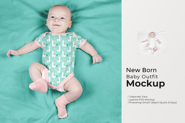 PSD new born baby outfit mockup