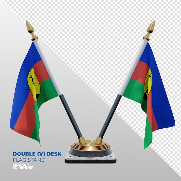 new caledonia realistic 3d textured double desk flag stand for composition