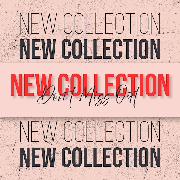 PSD new collection sale typography design for social media post