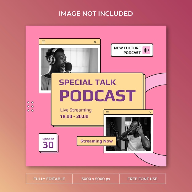 Modello psd di post instagram di podcast di nuova cultura