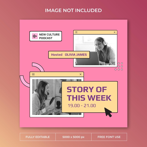 Новый культурный подкаст в instagram пост psd шаблон