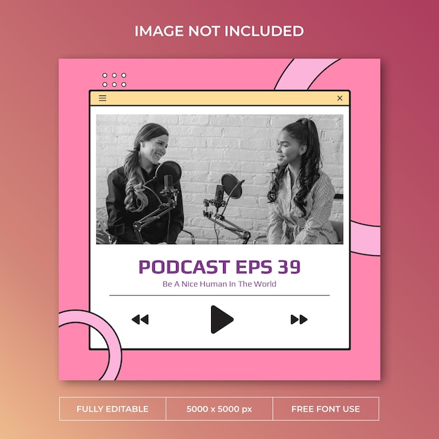 Modello psd di post instagram di podcast di nuova cultura