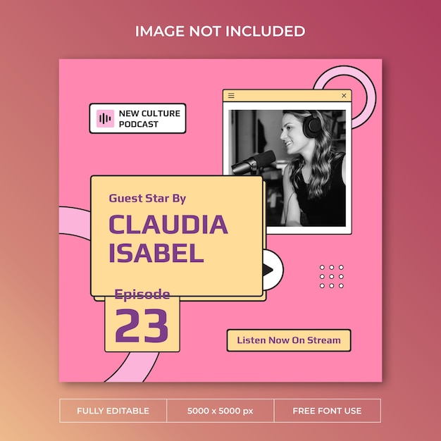 新しい文化ポッドキャストinstagram投稿psdテンプレート