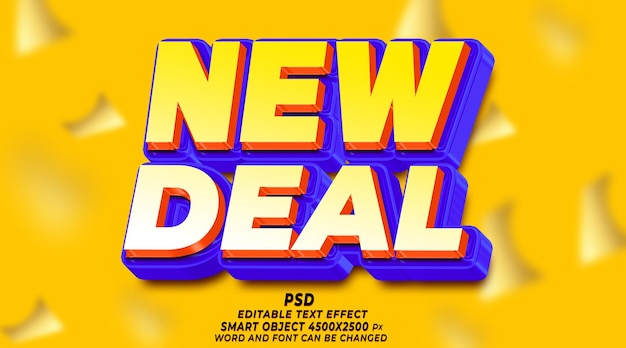 new deal psd 3d editable text effect