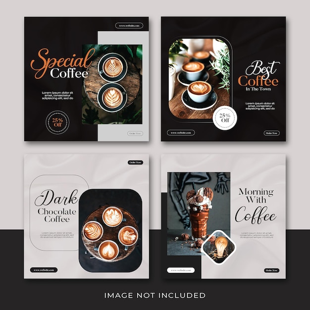 New eye catching coffee set social media post for cafe