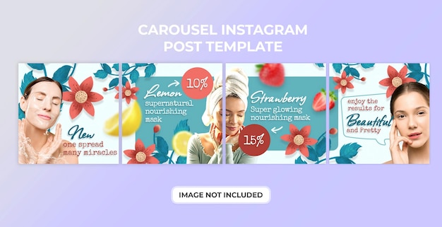 New facial mask social media carousel post template premium psd