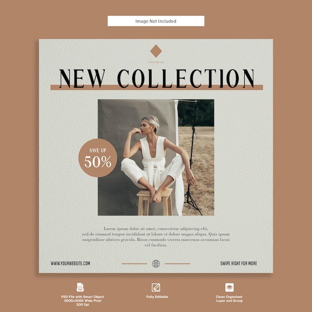 New Fashion Collection Social Media Template Post banner feed design