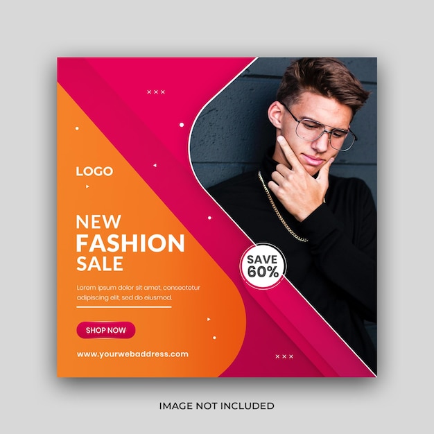 New fashion sale banner social media flyer, instagram post template and square flyer design