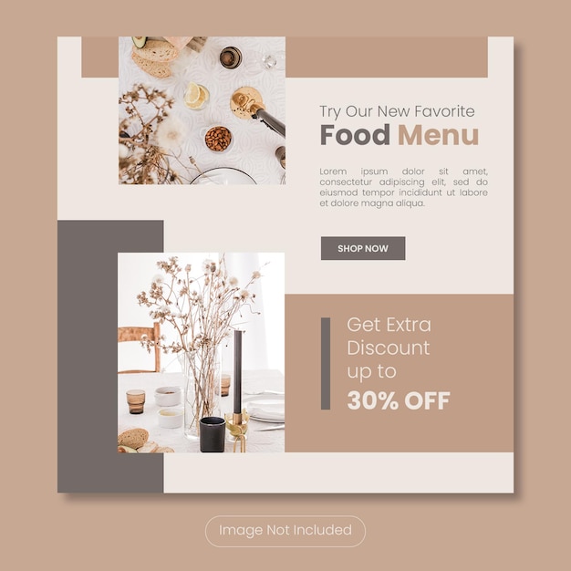 PSD new food menu instagram post banner template