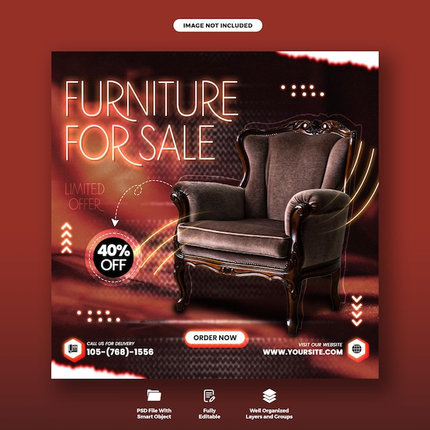 PSD new furniture sale social media banner and instagram post template