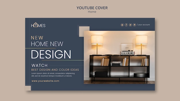 PSD nuovo modello di copertina per youtube di interior design per la casa