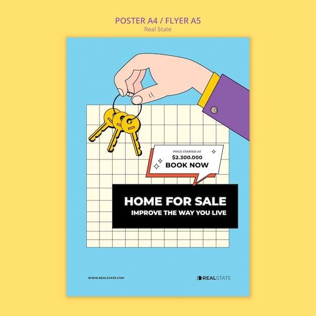 PSD new home real estate vertical poster template