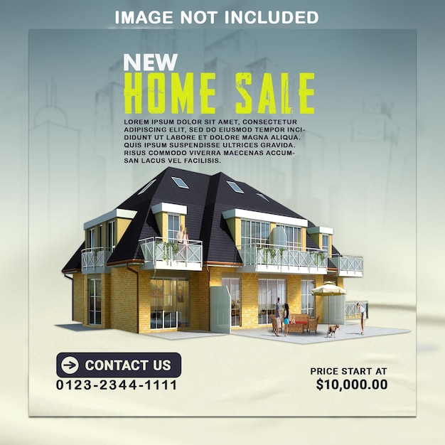 PSD new home sale real estate social media post banner design template premium psd