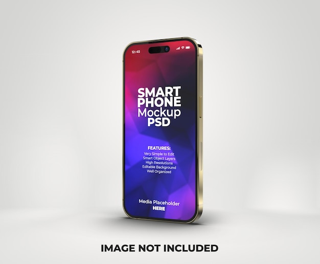 New iphone 14 pro 3D smartphone screen mockup template with editable background