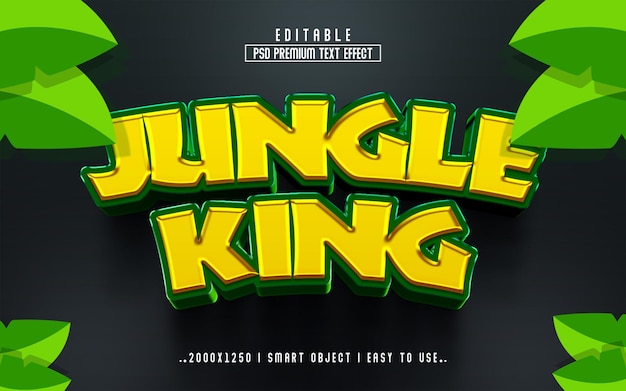 Nuovo effetto di testo editabile jungle king 3d