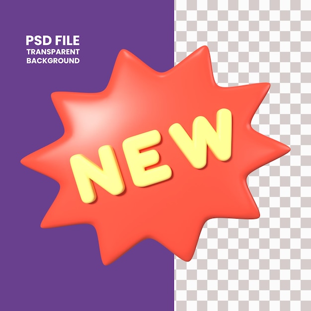 PSD new label 3d illustration icon