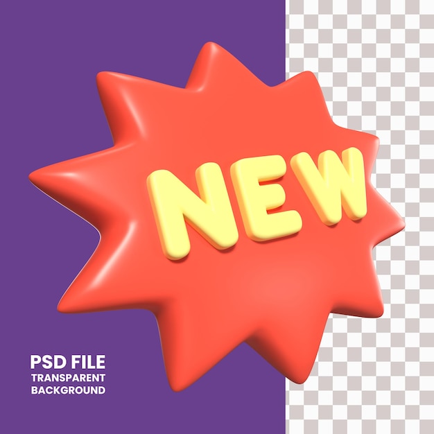 PSD Новая икона 3d-иллюстрации этикетки