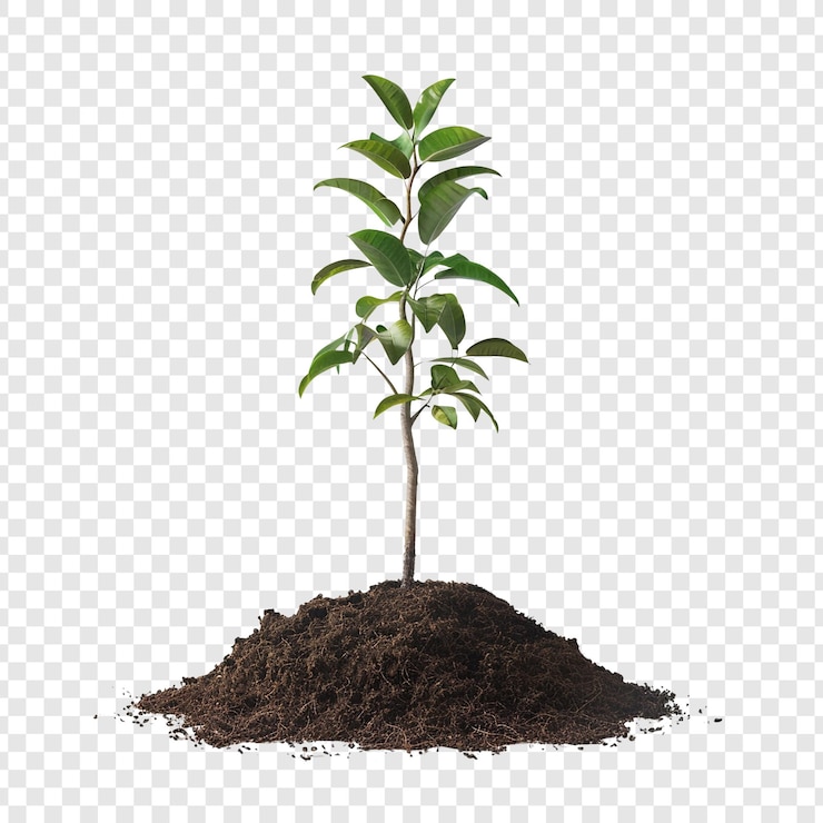 PSD new life growing a sapling plant with green leaves