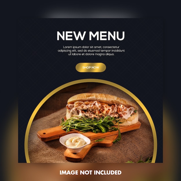 PSD new menu food social media banner template