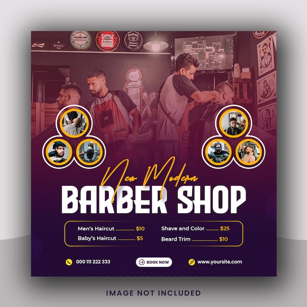 PSD new modern barber shop social media instagram post template