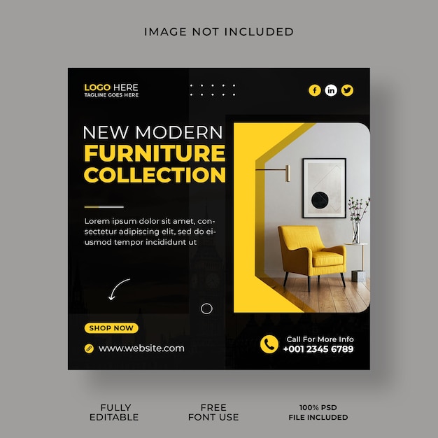 New modern furniture social media and instagram post template design