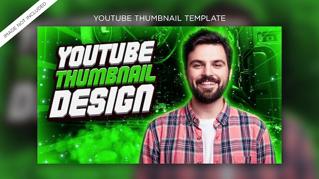 PSD new modern glow effect video game review youtube channel thumbnail and web banner premium psd templa